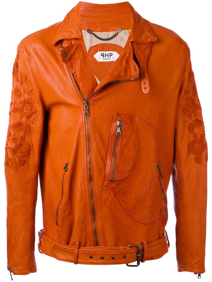 Pihakapi - Biker Jacket - Men - Lamb Skin/viscose - M, Yellow/orange, Lamb Skin/viscose
