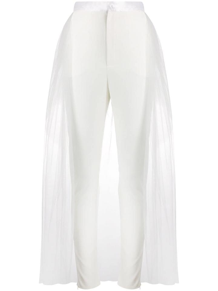 Loulou Tulle Overlay Cropped Trousers - White