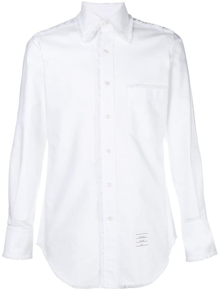 Thom Browne Frayed Placket Oxford Shirt - White