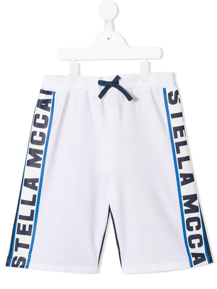 Stella Mccartney Kids Teen Logo Stripe Bermuda Shorts - White