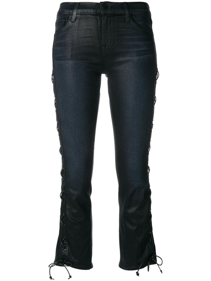 J Brand Cropped Lace-up Jeans - Blue