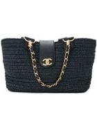 Chanel Vintage Cc Chain Hand Tote Bag - Black