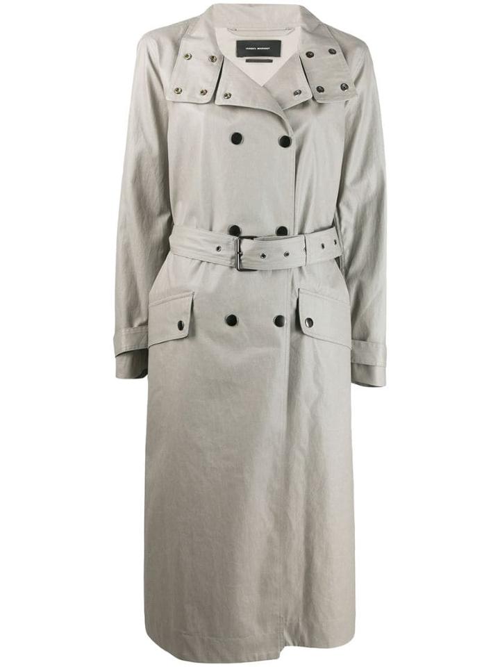 Isabel Marant High Standing Collar Trench Coat - Grey
