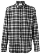 Saint Laurent Classic Western Checked Shirt, Men's, Size: 41, Black, Nylon/wool