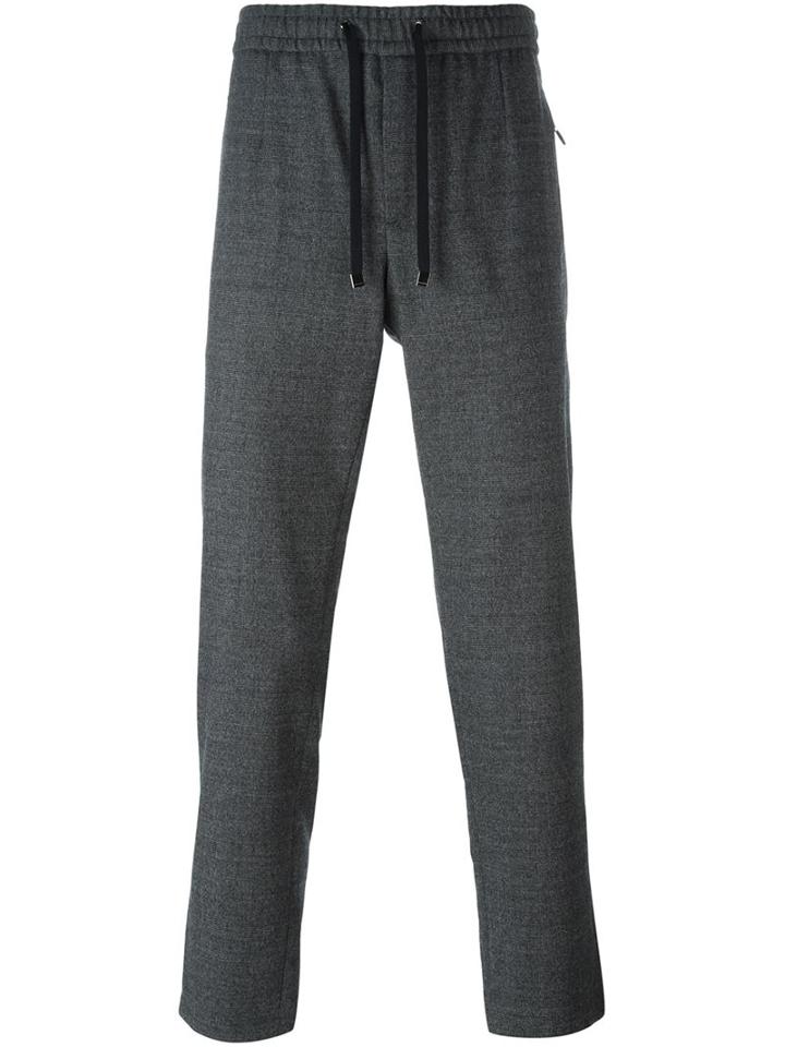 Dolce & Gabbana Checked Trousers, Men's, Size: 54, Grey, Spandex/elastane/virgin Wool