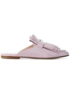 Tod's Fringed Loafer Slippers - Pink & Purple