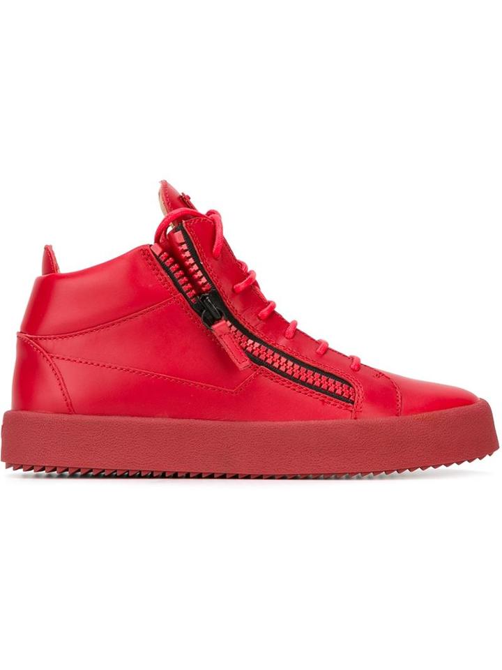 Giuseppe Zanotti Design Kriss Hi-top Sneakers, Men's, Size: 40.5, Red, Calf Leather/rubber