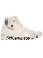 Saint Laurent Joe Canvas Embellished High-top Sneakers - White