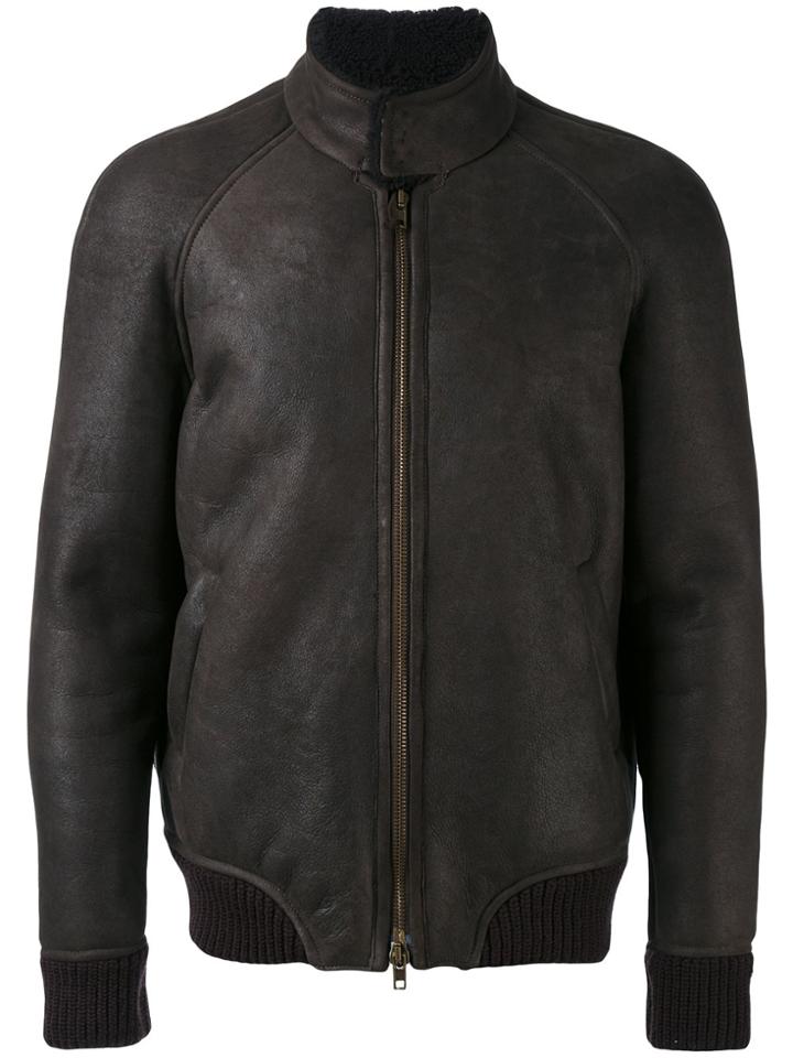 Salvatore Santoro High Neck Bomber Jacket - Brown