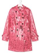 Burberry Kids Glossy Lace Trench Coat - Pink & Purple
