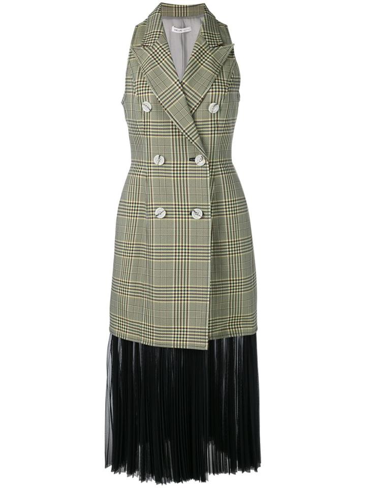 Adeam Check Double Breasted Dress - Green