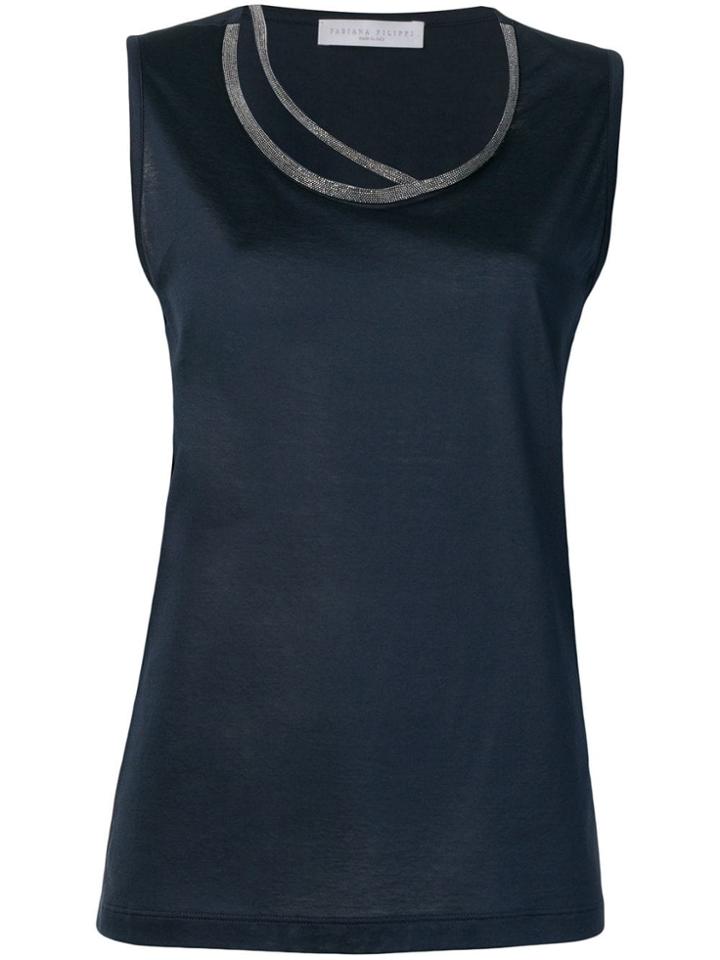 Fabiana Filippi Rhinestone Embellished Tank Top - Blue