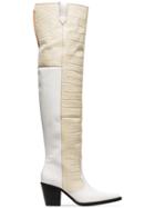 Ganni White Nadine 70 Leather Thigh High Boots