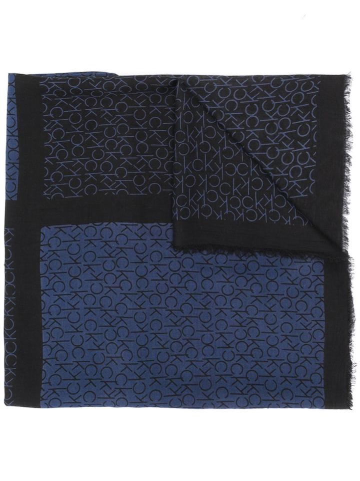 Calvin Klein Two Tone Monogram Scarf - Black