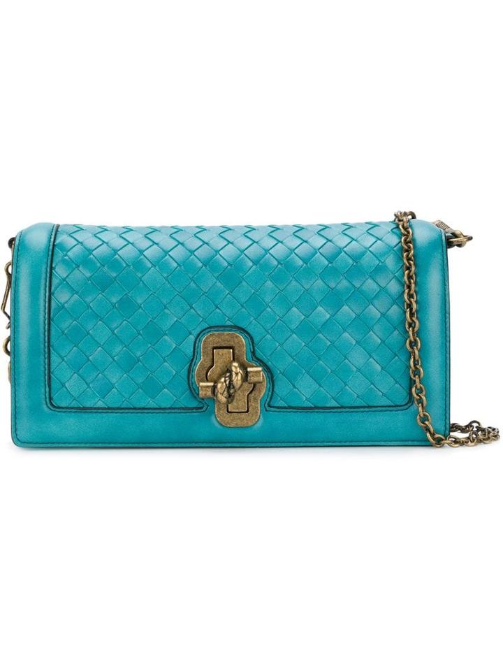 Bottega Veneta Aqua Intrecciato Nappa Top Knot Clutch - Blue