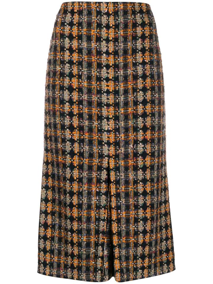 Victoria Beckham Tweed Pleated Details Midi Skirt - Blue