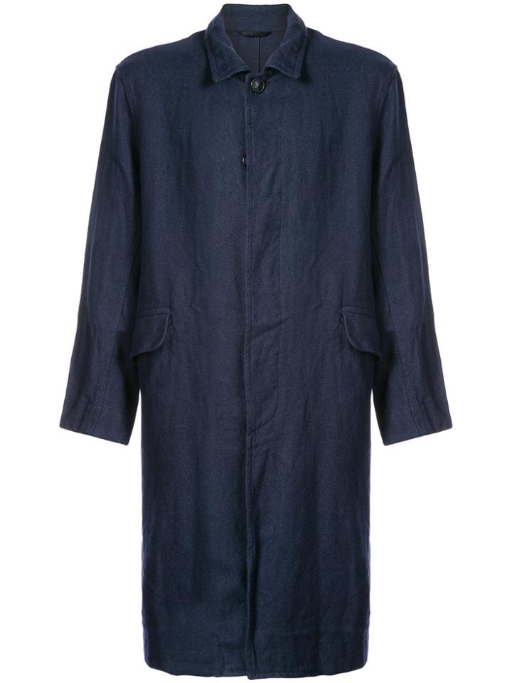 Casey Casey Creased Single Breasted Coat - Blue