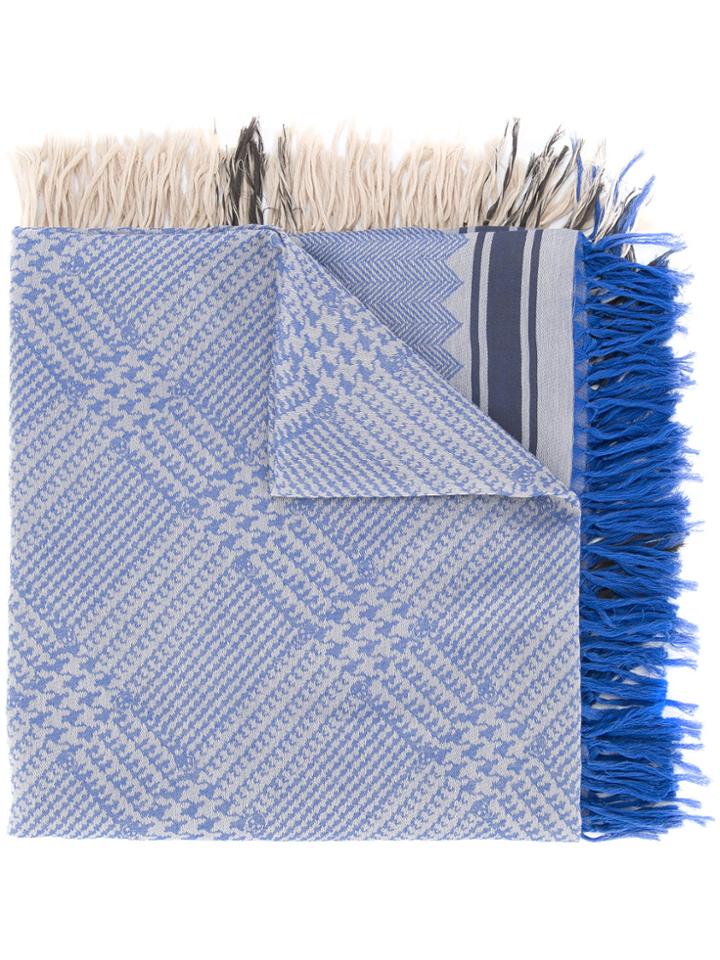 Alexander Mcqueen Plaid Skull Print Scarf - Blue