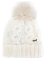 Woolrich Bobble Knitted Beanie - White