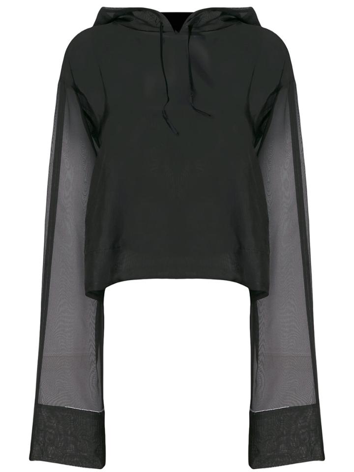 Andrea Ya'aqov Sheer Sleeve Hoodie - Black