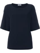 Oversized Scoop Neck Top, Women's, Size: 40, Blue, Polyester/triacetate, Alberto Biani