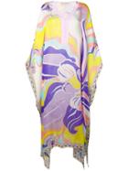 Emilio Pucci Rivera Print V-neck Silk Kaftan - Blue