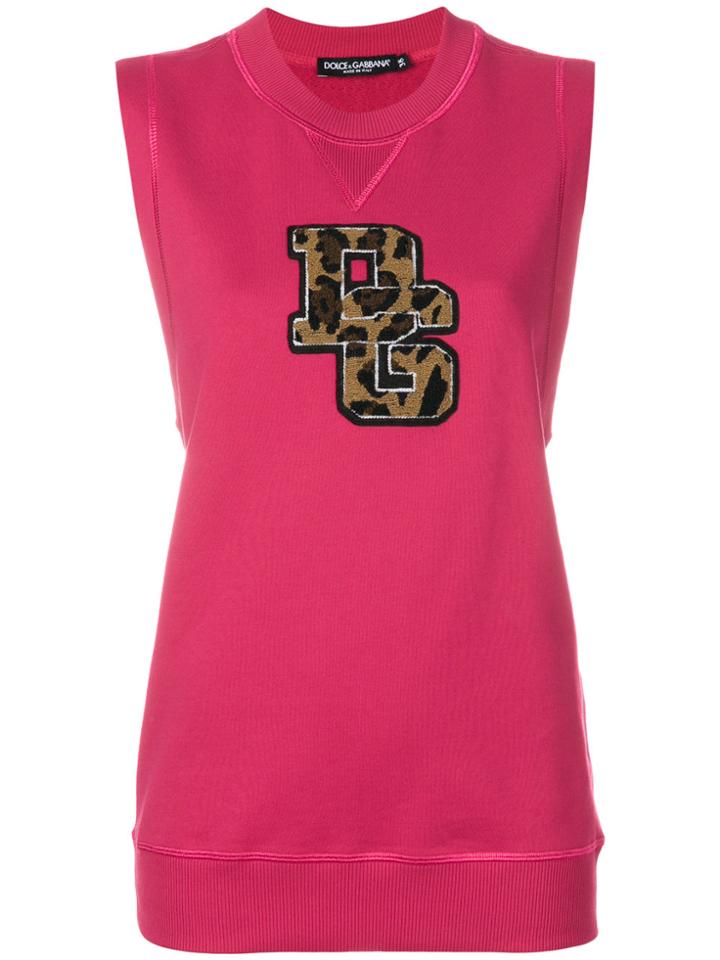 Dolce & Gabbana Logo Patch Sleeveless Sweatshirt - Pink & Purple