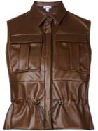 Koonhor Faux Leather Drawstring Shirt, Women's, Size: 44, Brown, Cotton/polyamide/wool