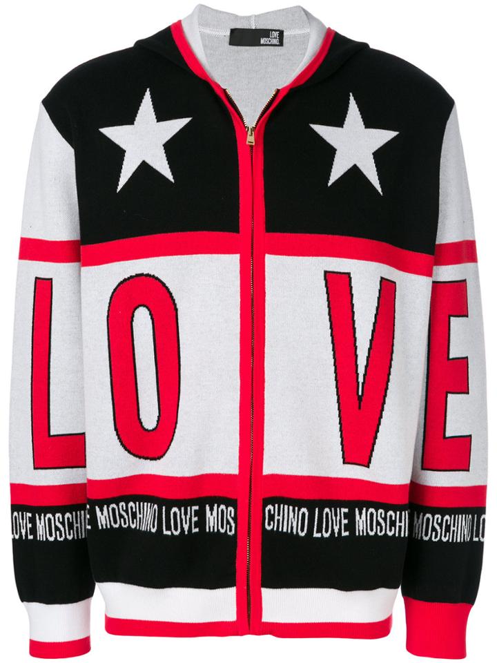 Love Moschino Panel Printed Zip Up Hoodie - White