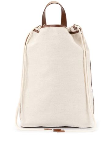 Le 17 Septembre Squared Canvas Backpack - White