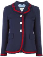 Gucci Three Button Blazer, Women's, Size: 40, Blue, Wool/silk/spandex/elastane/acetate
