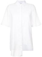 Kimora Lee Simmons Semi Sheer Asymmetric Short Sleeve Shirt - White