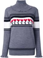 Markus Lupfer Ruffled Roll Neck Pullover, Women's, Size: Small, Grey, Cashmere/wool