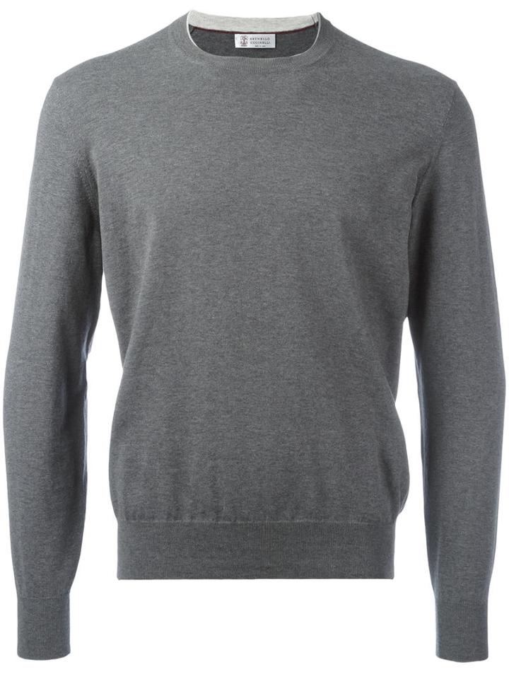 Brunello Cucinelli Plain Sweatshirt, Men's, Size: 50, Grey, Cotton