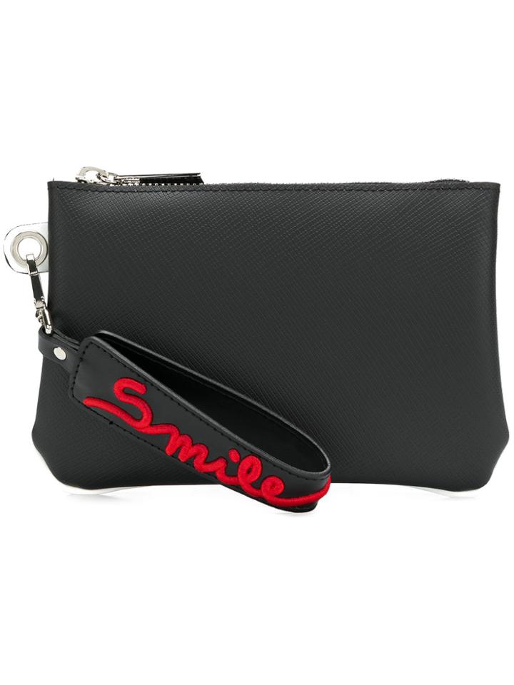 Gum Smile Zipped Wristlet Clutch - Black