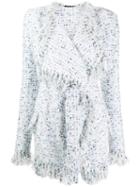 Balmain Tweed Fringed Cardigan - White