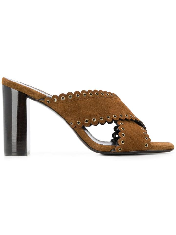 Saint Laurent Lou Mule Sandals - Brown