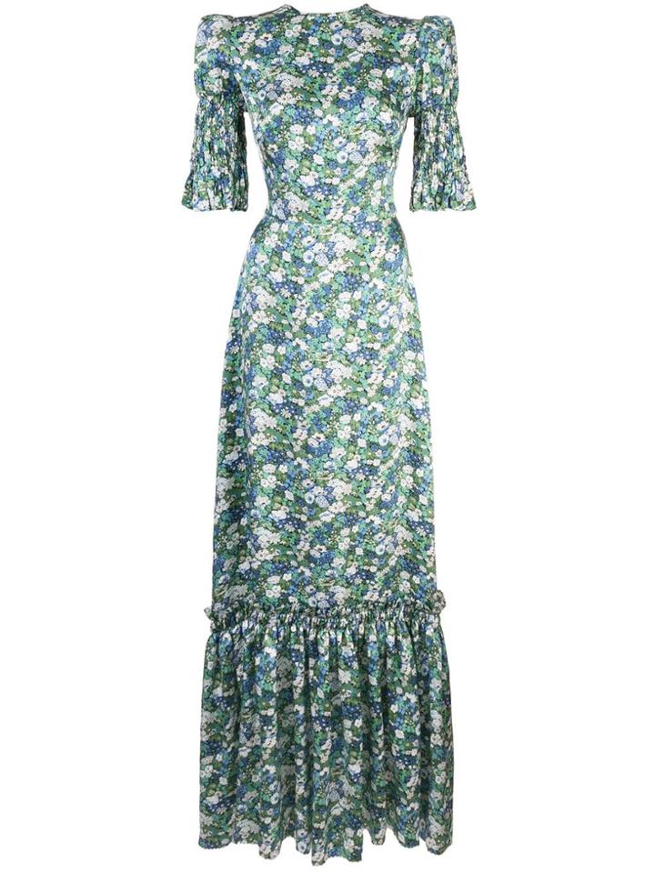 The Vampire's Wife Floral Print Pouf Sleeve Dress - Green
