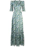 The Vampire's Wife Floral Print Pouf Sleeve Dress - Green