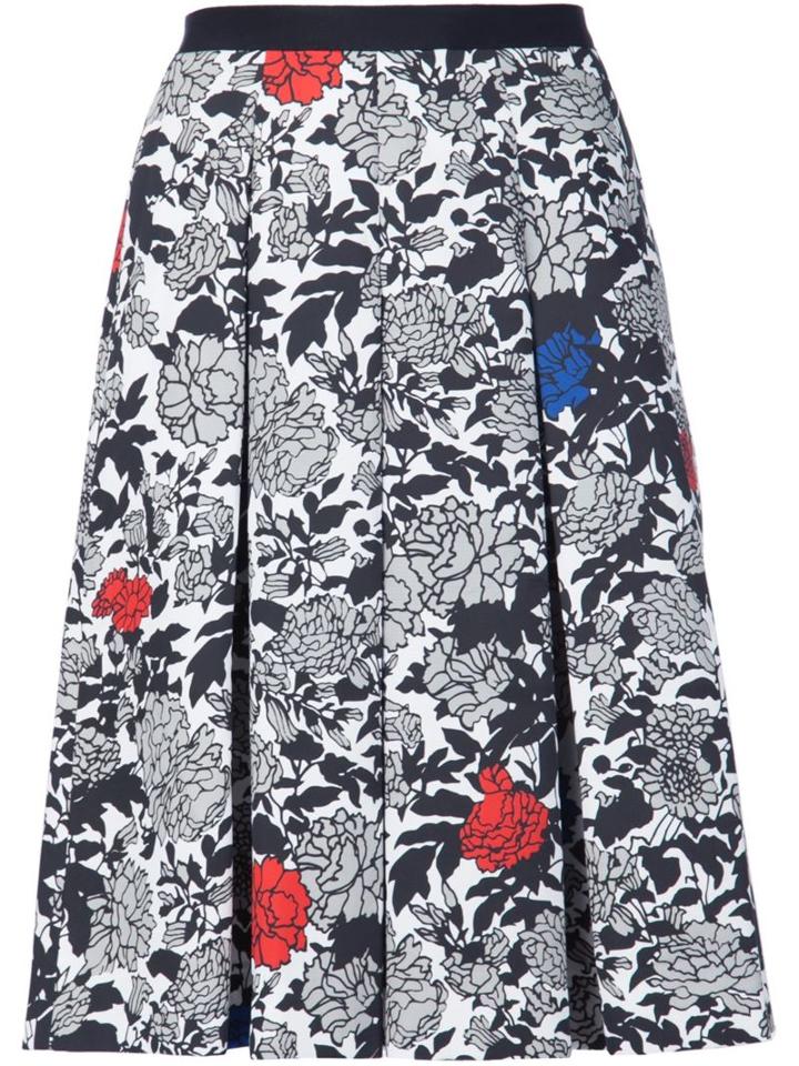 Sophie Theallet Garden Print Pleated Skirt, Women's, Size: 6, Red, Cotton