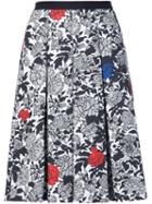 Sophie Theallet Garden Print Pleated Skirt, Women's, Size: 6, Red, Cotton