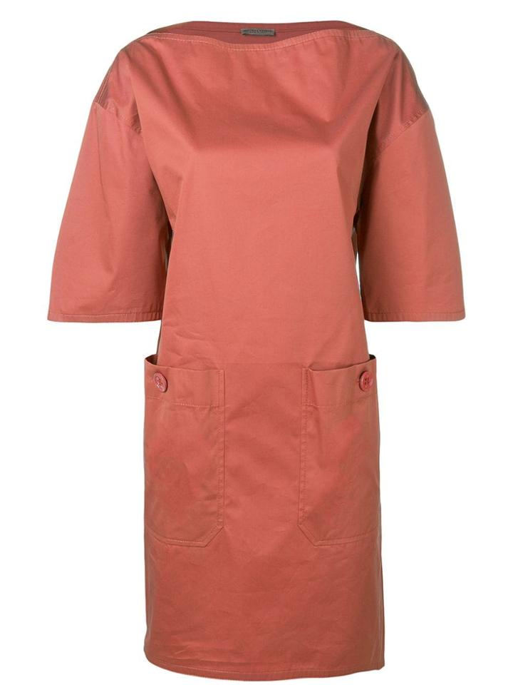 Bottega Veneta Slash Neck Midi Dress - Red