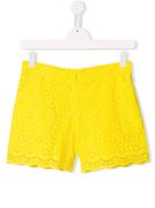 Msgm Kids Broderie Anglaise Shorts - Yellow
