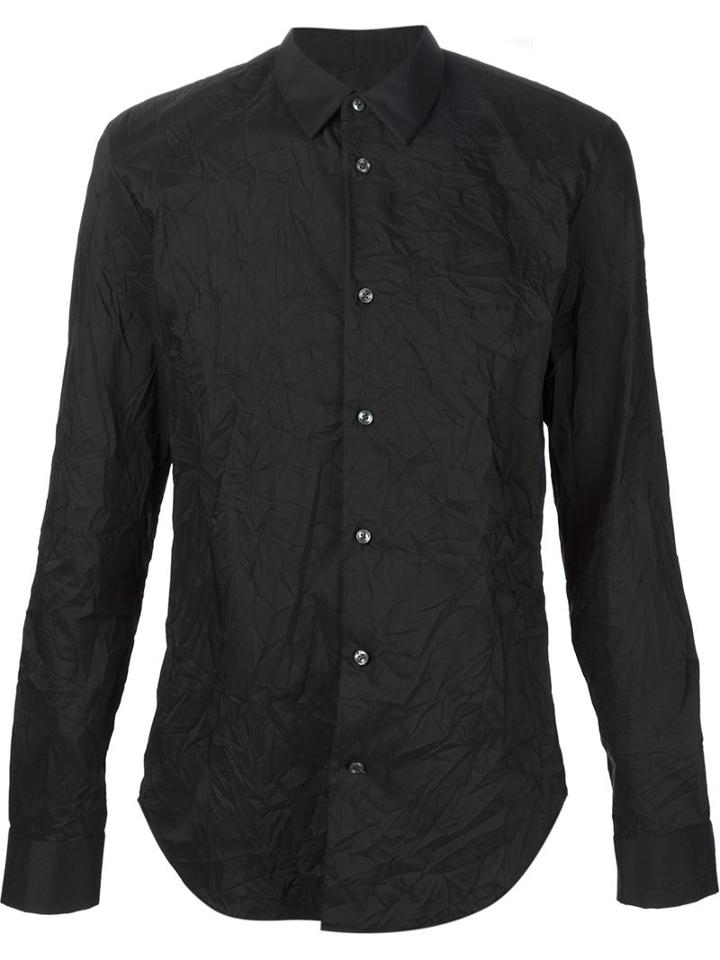 Maison Margiela Creased Effect Shirt, Men's, Size: 41, Black, Cotton/polyester