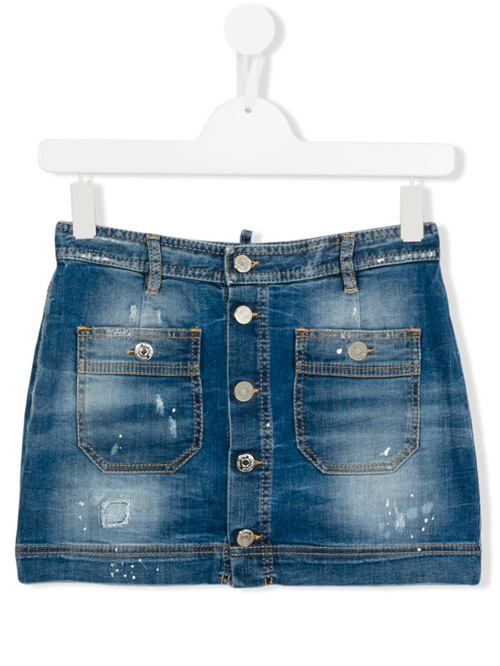 Dsquared2 Kids Stonewash Denim Skirt - Blue