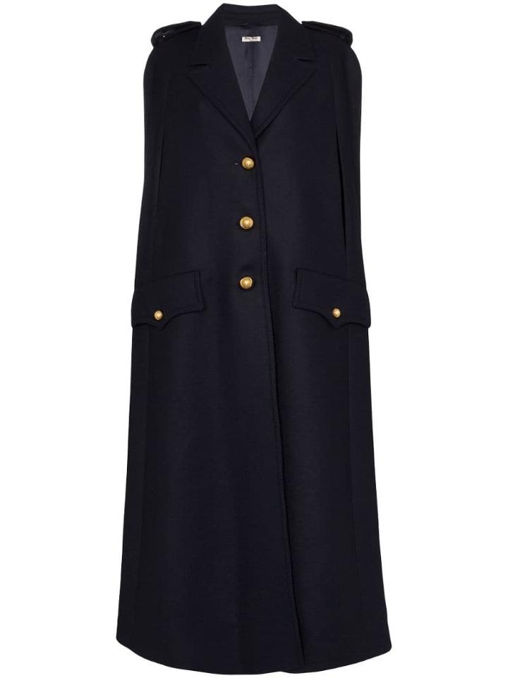 Miu Miu Buttoned Oversized Cape - Blue