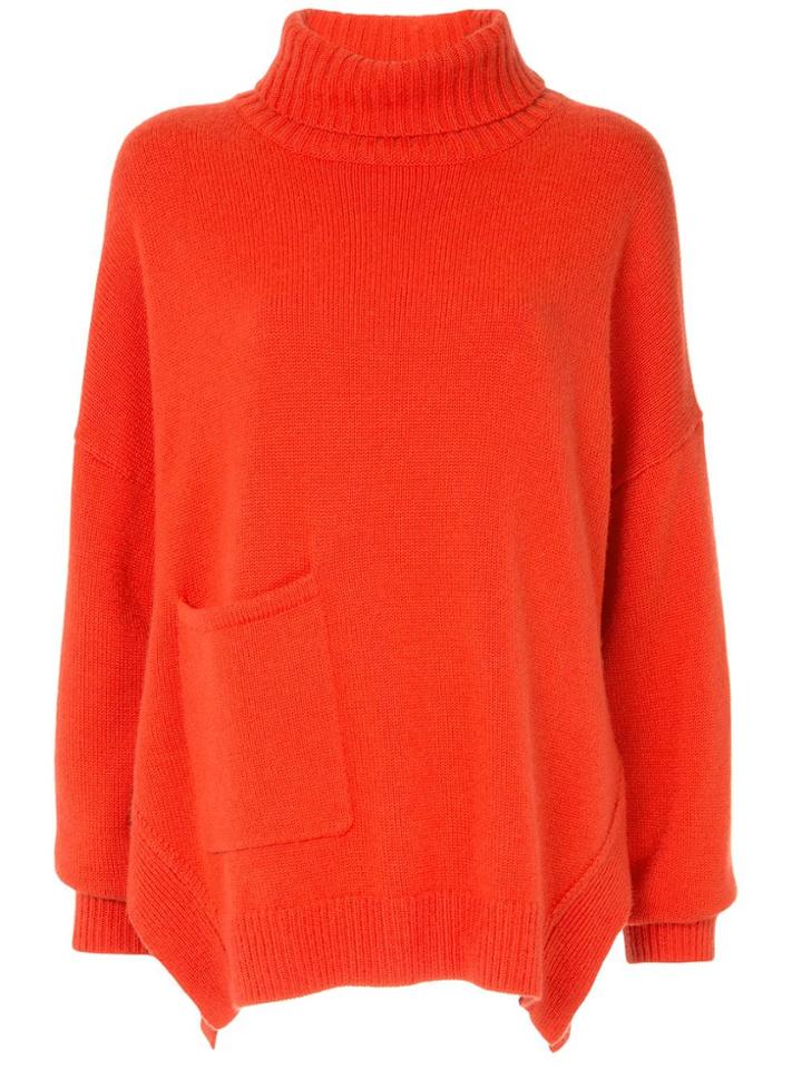 Tibi Patch Pocket Turtleneck Sweater - Red