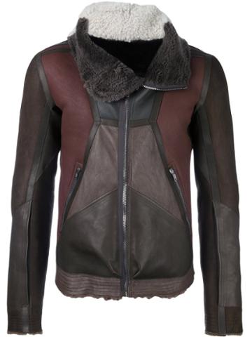Rick Owens Panelled Jacket, Men's, Size: 48, Green, Lamb Skin/calf Leather/cotton