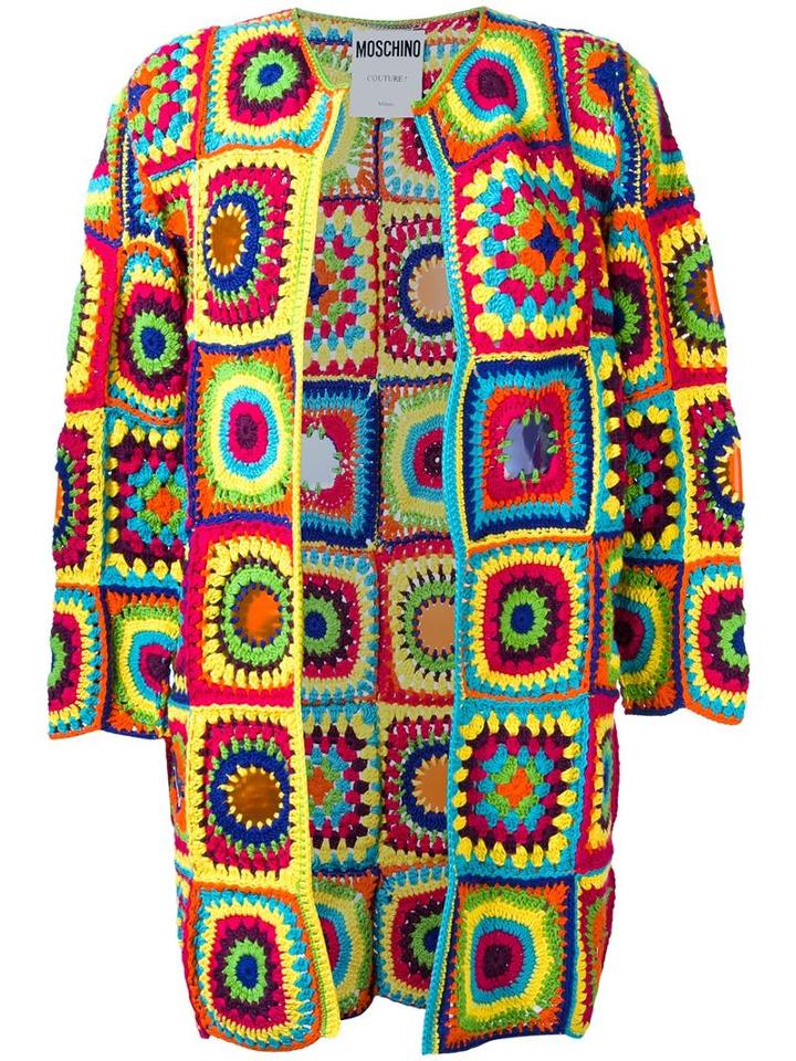 Moschino Crochet Cardigan, Women's, Size: Small, Yellow/orange, Cotton/pvc