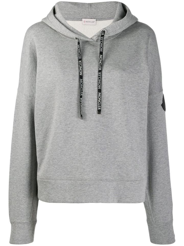Moncler Logo Drawstrings Hoodie - Grey